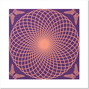 Peachy orbital paths mandala Posters and Art